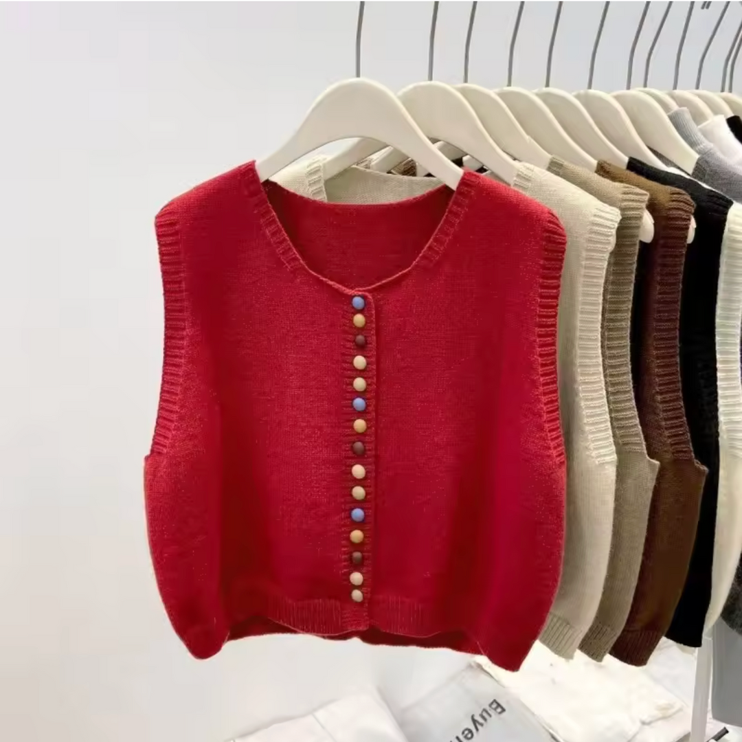 THE MARIBEL | COLOR-BUTTON KNIT VEST