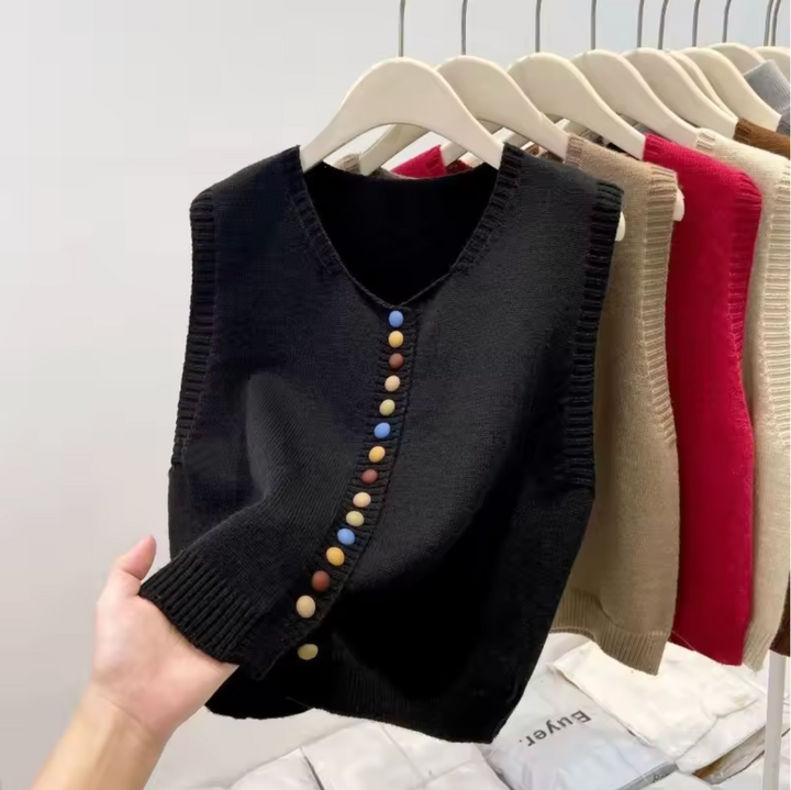THE MARIBEL | COLOR-BUTTON KNIT VEST
